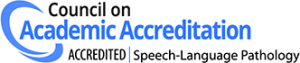 Council on Academic Accreditation logo showing accreditation in Speech-Language Pathology