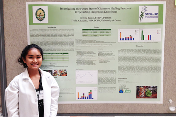 Student Posing with her Research Poster
